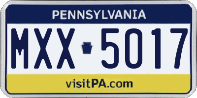 PA license plate MXX5017