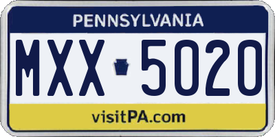 PA license plate MXX5020
