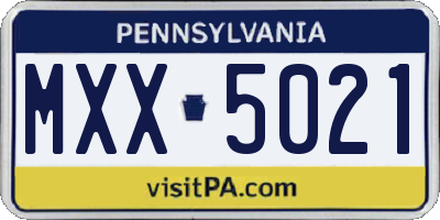 PA license plate MXX5021