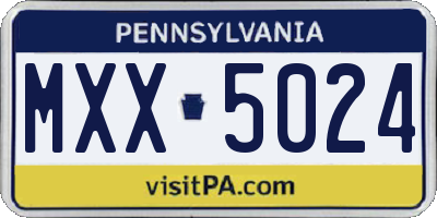 PA license plate MXX5024