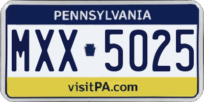 PA license plate MXX5025