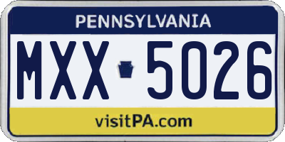 PA license plate MXX5026