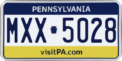 PA license plate MXX5028