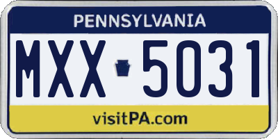 PA license plate MXX5031