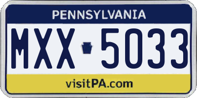 PA license plate MXX5033
