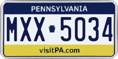 PA license plate MXX5034