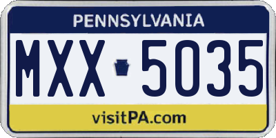 PA license plate MXX5035