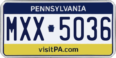 PA license plate MXX5036