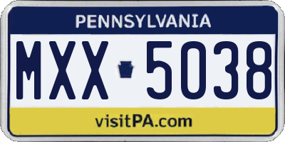PA license plate MXX5038