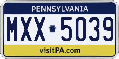 PA license plate MXX5039