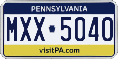 PA license plate MXX5040