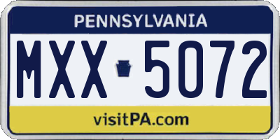 PA license plate MXX5072