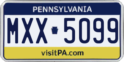 PA license plate MXX5099