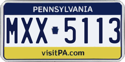 PA license plate MXX5113