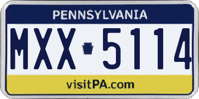 PA license plate MXX5114