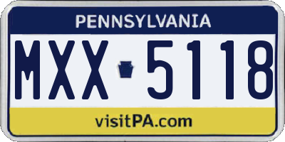 PA license plate MXX5118