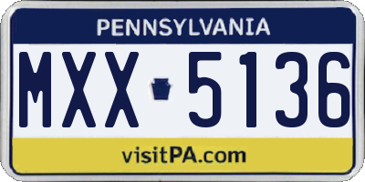 PA license plate MXX5136