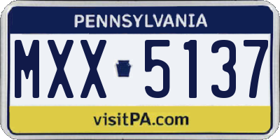 PA license plate MXX5137
