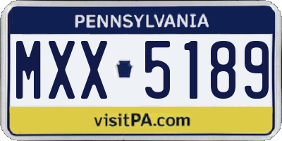 PA license plate MXX5189