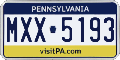 PA license plate MXX5193