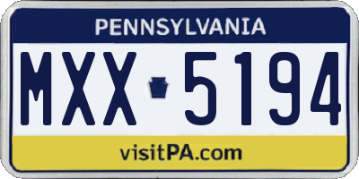 PA license plate MXX5194