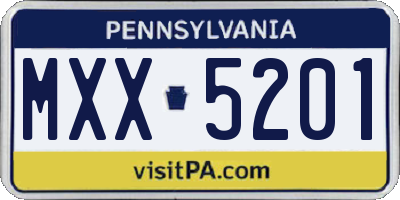 PA license plate MXX5201
