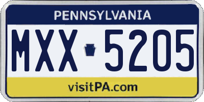 PA license plate MXX5205