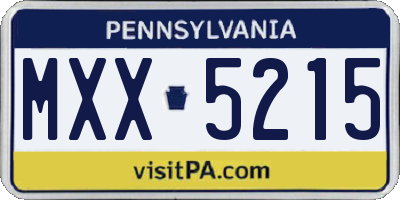 PA license plate MXX5215