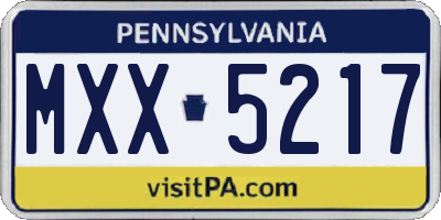 PA license plate MXX5217