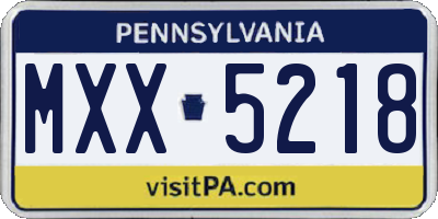 PA license plate MXX5218