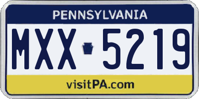 PA license plate MXX5219