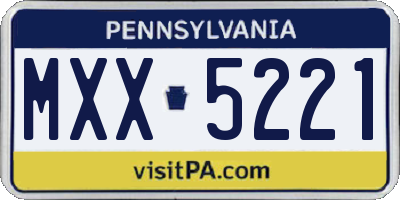 PA license plate MXX5221