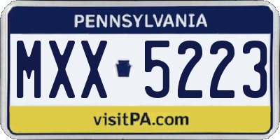 PA license plate MXX5223