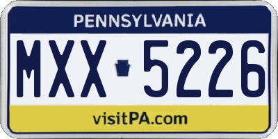 PA license plate MXX5226