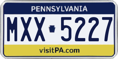 PA license plate MXX5227