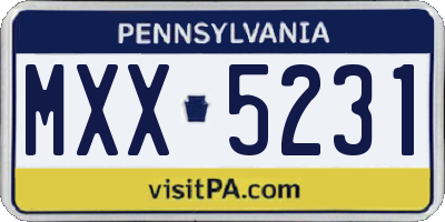 PA license plate MXX5231
