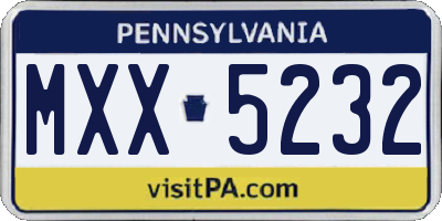 PA license plate MXX5232