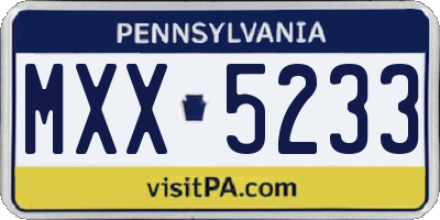 PA license plate MXX5233