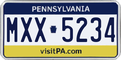 PA license plate MXX5234