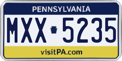 PA license plate MXX5235