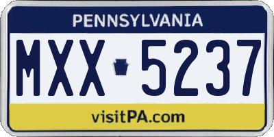 PA license plate MXX5237