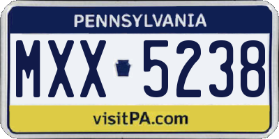 PA license plate MXX5238