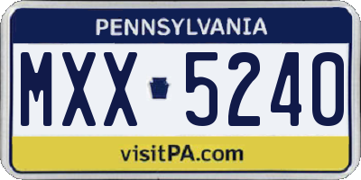 PA license plate MXX5240