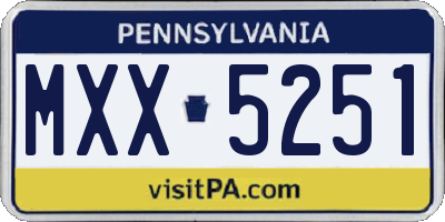 PA license plate MXX5251
