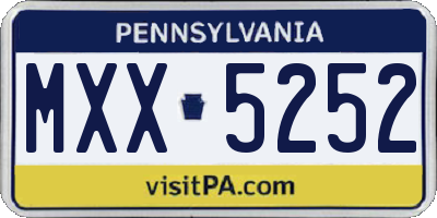 PA license plate MXX5252