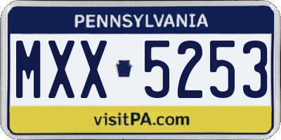 PA license plate MXX5253