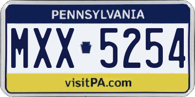 PA license plate MXX5254