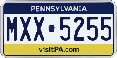 PA license plate MXX5255