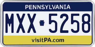 PA license plate MXX5258