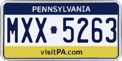 PA license plate MXX5263